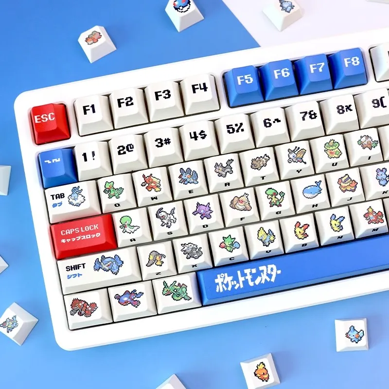

Популярная аниме-клавиатура Pokemon, игровой пиксельный стиль, термосублимационный материал PBT, высота вишни, набор сменных клавиш для клавиатуры
