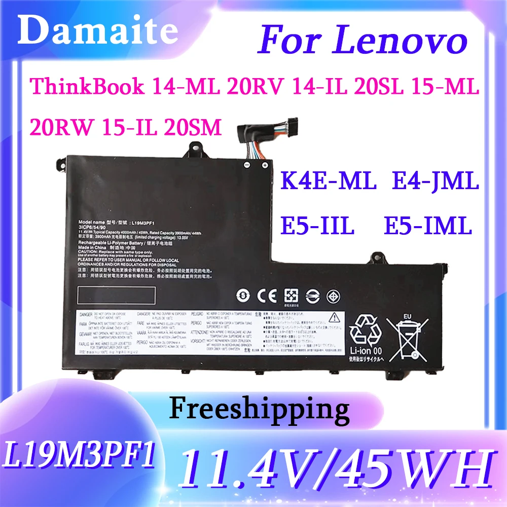 

L19M3PF1 L19M3PF2 Laptop Battery For Lenovo ThinkBook 14-IML 14-IIL 15-IIL 15-IML Series L19D3PF2 L19C3PF1 L19M3PF9 L19C3PF9