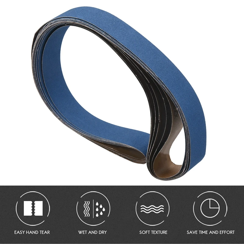 6 قطع 2 × 72 بوصة 120 حبيبة زركونيا أحزمة صنفرة معدنية طحن تلميع