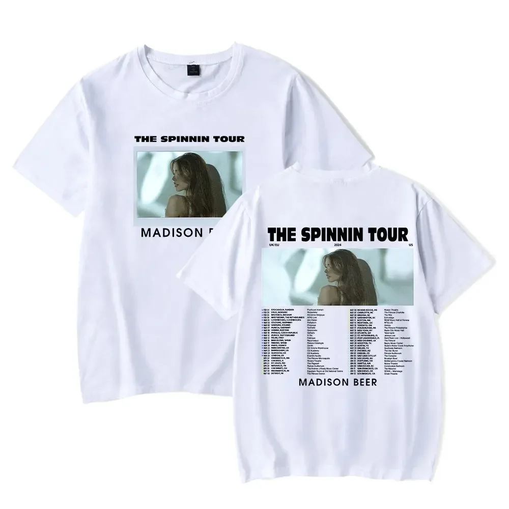 Madison Beer T-shirts 2024 The Spinnin Tour Merch Print Tee Unisex Fashion Funny Casual Streetwear