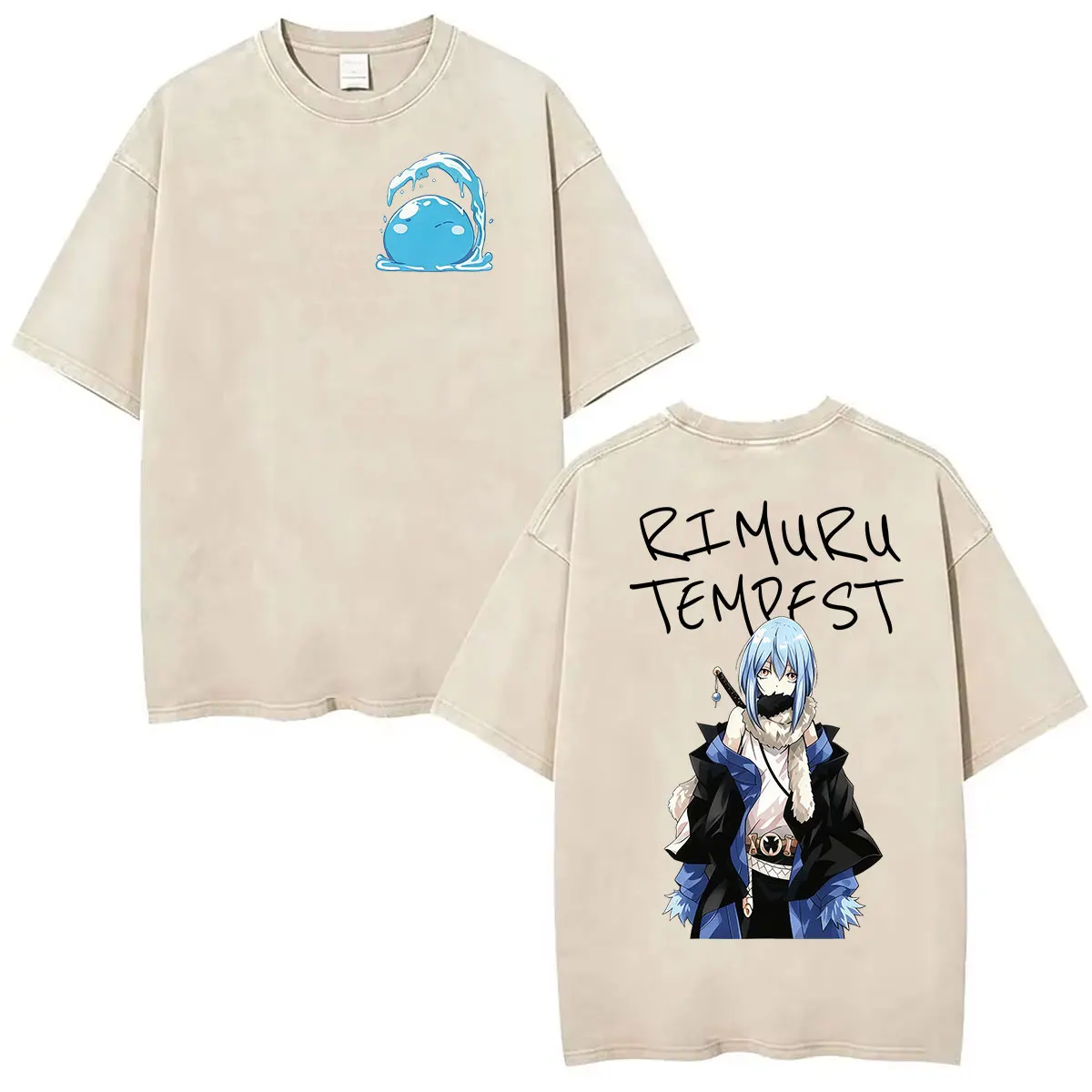 Anime That Time I Got Reincarnated As A Slime Vintage Washed T Shirt Men Women Clothing Fashion Cozy Cotton Short Sleeve T-shirt
