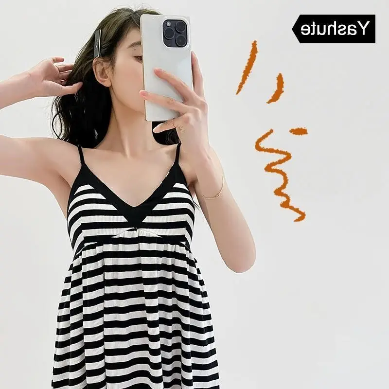 

plus Size Faionable Korean Sle Casual Long Knee-Length Women's Dr Summer Spwear Cover Butt V-Ne Svel Gown