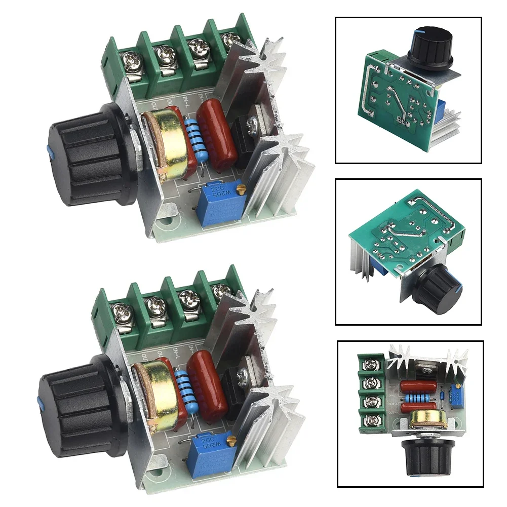 2pc 220V 2000W Motor Speed Controller SCR Voltage Regulator Dimmers Thermostat For Electric Furnace Water Heater Small Motor