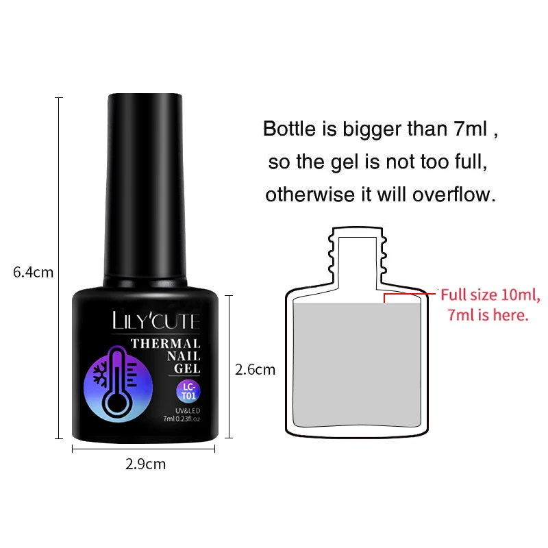 LILYCUTE 6Pcs/Set Thermal Gel Nail Polish Kit Winter Temperature Color Changing Semi Permanent Soak Off UV Gel Nail Art Varnish