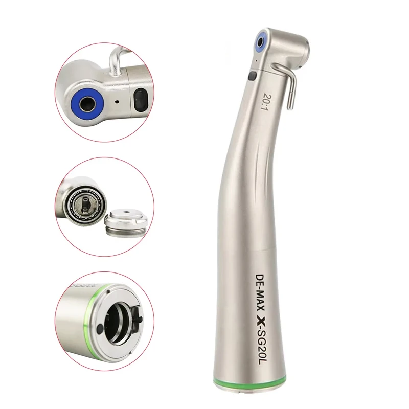 Dental 20:1 LED Low Speed Handpiece Green Ring Fiber Optic Contra Angle Dentistry Implant Handpiec SG20L