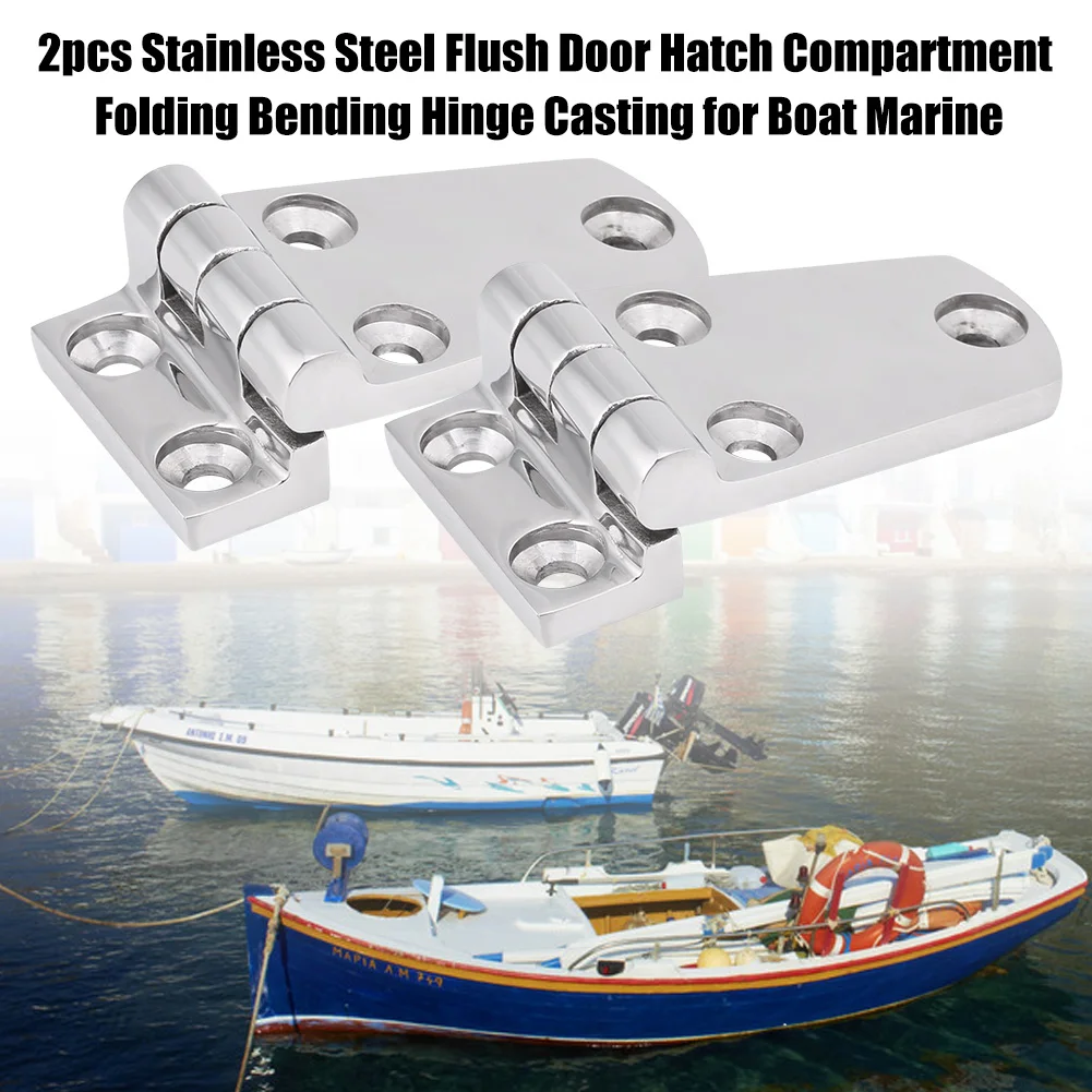 2pcs Stainless Steel Flush Door Hinge Folding Hatch Bending Hinge For Boat Marine Yacht