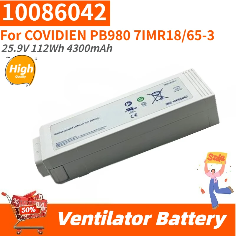 High Quality 10086042 7IMR18/65-3 Ventilator Battery 25.9V 112Wh for COVIDIEN PB980 Brand New Replacement Medical Battery