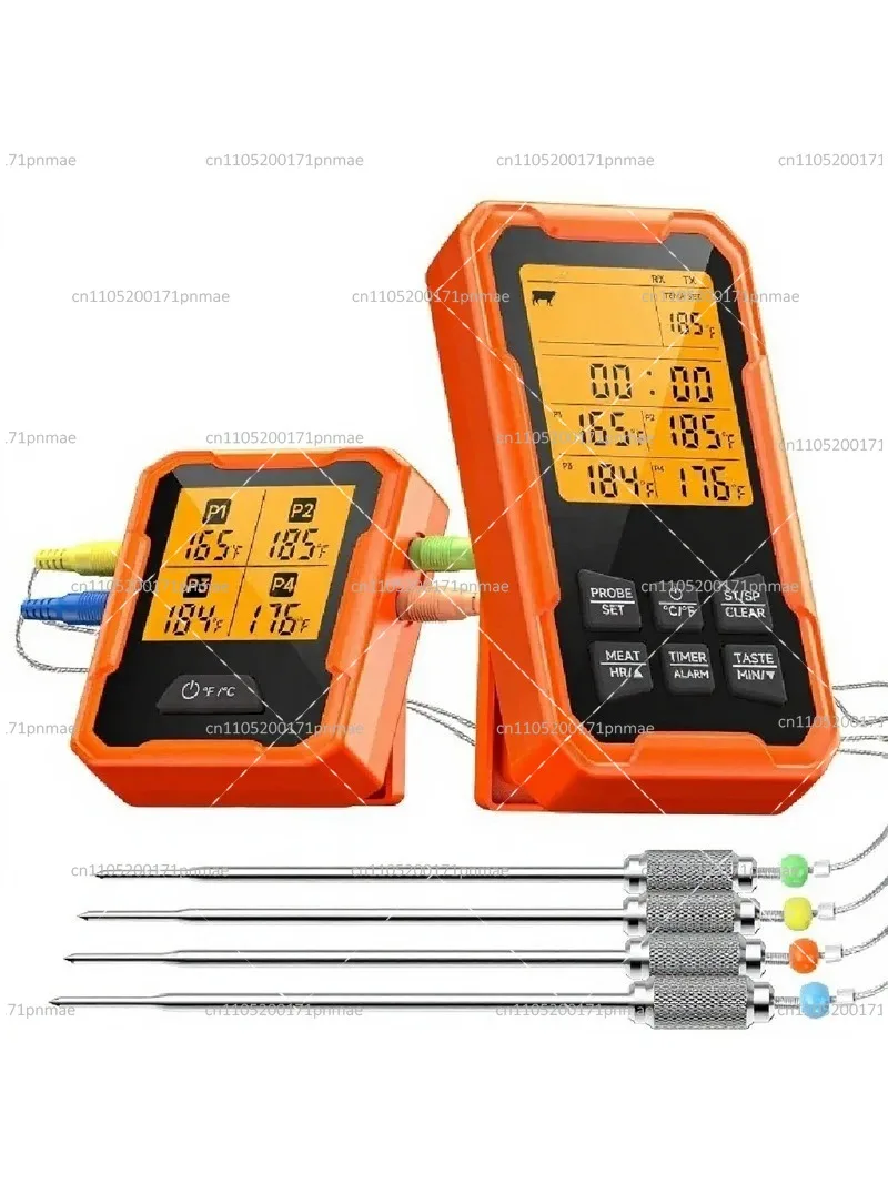 Wireless Smart Bluetooth Meat Thermometer, Waterproof Stainless Steel 4-Probe Barbecue Thermometer for Precision Cooking