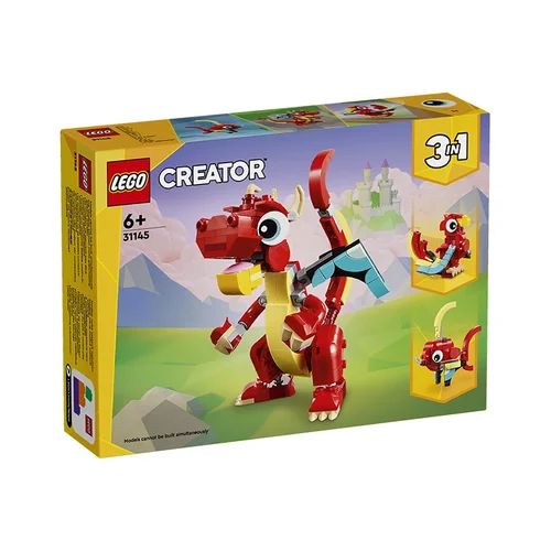 LEGO-Juego de bloques de construcción modelo Creator creative series para niños y niñas, juguete educativo para armar Dragón Rojo, 31145