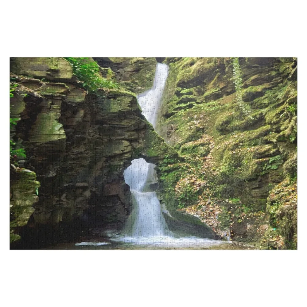 

St Nectans Glen Waterfall near Tintagel Jigsaw Puzzle Custom Customs With Photo Wood Name Puzzle