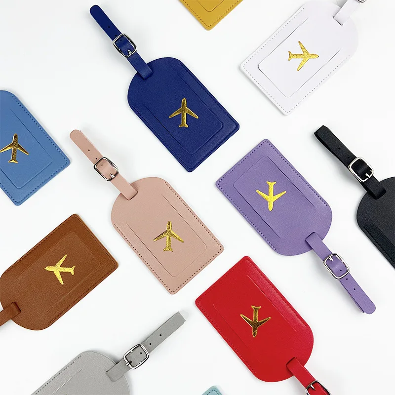 Colorful Pu Leather Women Men Luggage Tags with Name ID Cards  Suitcase Tags for Baggage Luggage Travel Bags