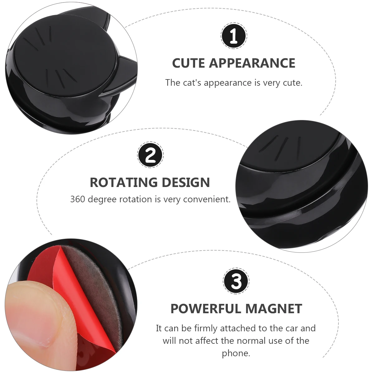 

Cute Cat Car Phone Holder Black 360 Degree Rotation Anti Vibration Alloy Bracket Not Fall Car Phone Support Magnetic Driving