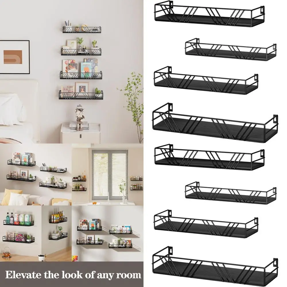 

Набор из 4-х деревянных плавающих полок различного размера для дома и офиса, подходит для декора гостиной, спальни, ванной комнаты и кухни