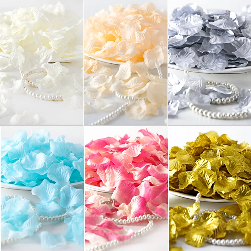 Pétalos de rosa de seda para decoración de boda, pétalos de flores artificiales románticos, accesorios de boda de 31 colores, 5x5CM, 500 unids/lote