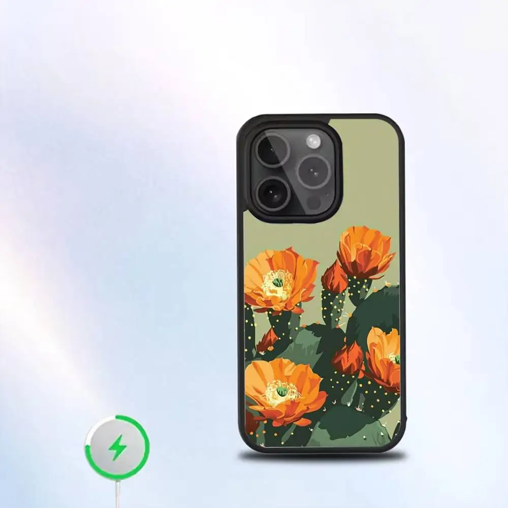 حافظة هاتف بنمط الصبار اللطيفة لهاتف آيفون 17,16,15,14,13,12,11,Pro,Max,Plus,Mini,SE شحن لاسلكي مغناطيسي جديد Magsafe