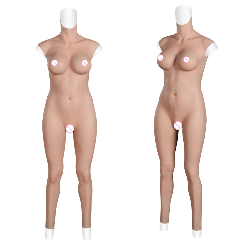 Dokier Silicone Bodysuit Vagina Pants Fake Boobs Full Body Suit for Drag Queen Transgender Shemale Breast Forms Crossdresser