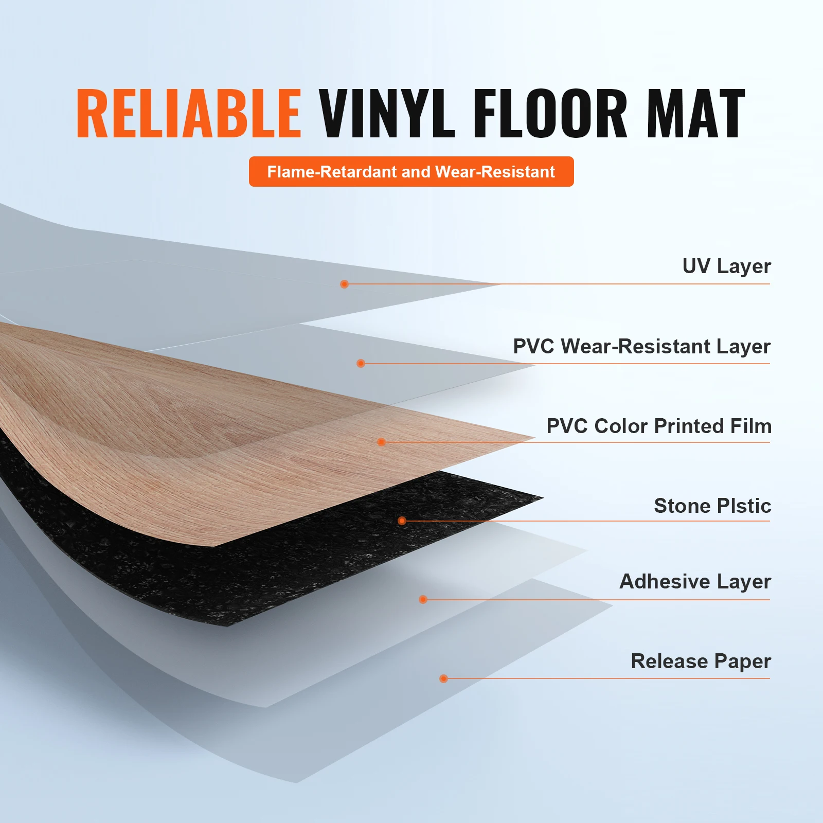 Self Adhesive Vinyl Floor Tiles 36 X 6 Inch, 36 Tiles 2.5mm Thick Peel & Stick, Natural Wood Grain DIY Flooring For Kitchen,