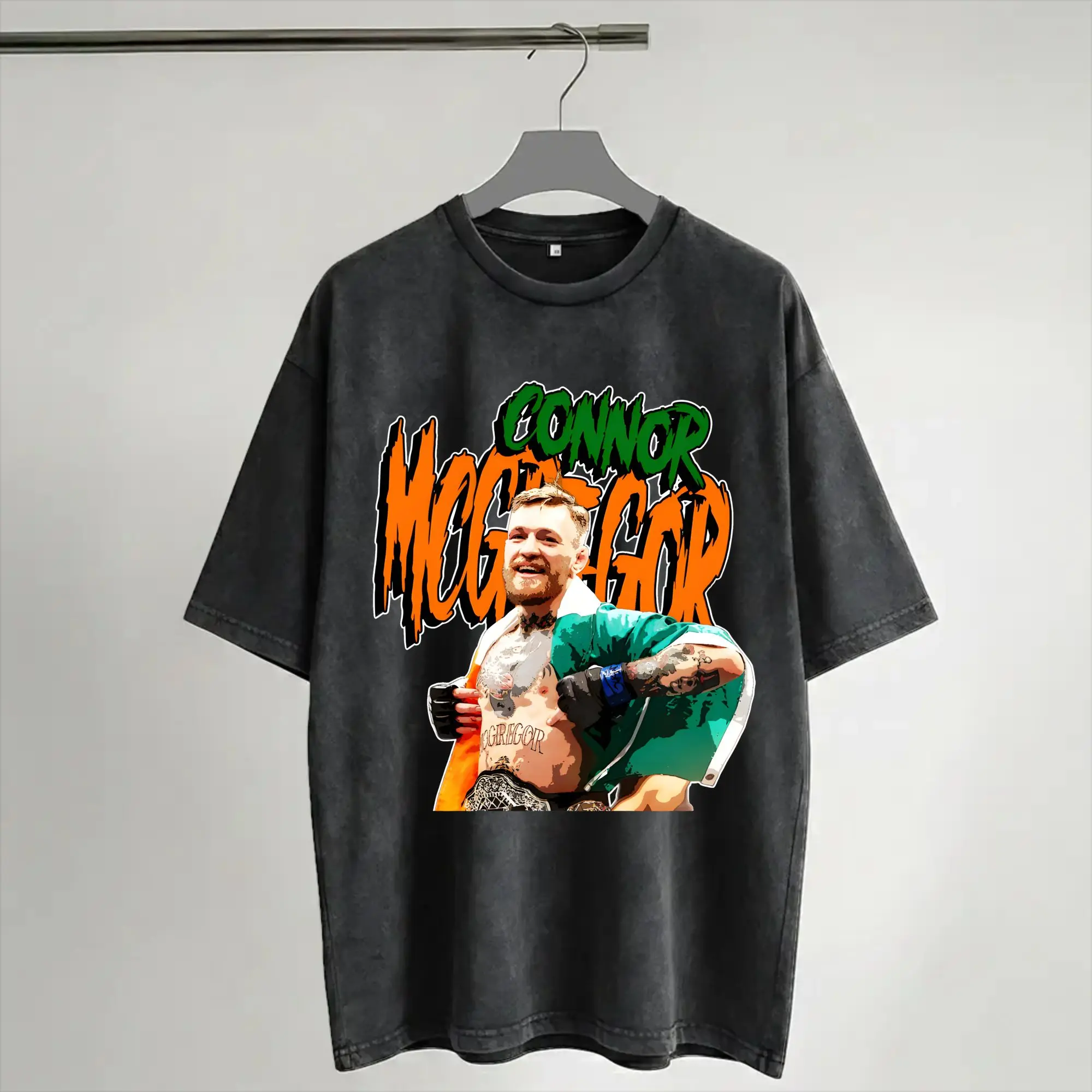 Harajuku Washed Shirts Connors Mcgregors Roaring Fighter Outfit Novelty T Shirt Harajuku  Streetwear Short Sleeve
