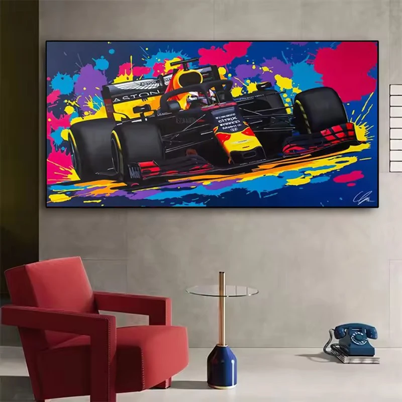 Граффити Художественные Плакаты Печатает Современный Популярный Красочный Гоночный Автомобиль F1 Настенная Картина На Холсте Картина для Гостиной Домашний Декор Граффити Художественные Плакаты Печатает Современный Популярный Красочный Гоночный Автомобиль F1 Настенная Картина На Холсте Картина для Гостиной Домашний Декор