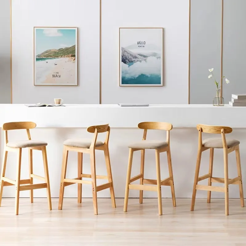 

Wood Simple Bar Chairs Stool Lounge Minimalistic Modern Nordic Bar Stools Design High Silla Alta Para Barra Salon Furniture