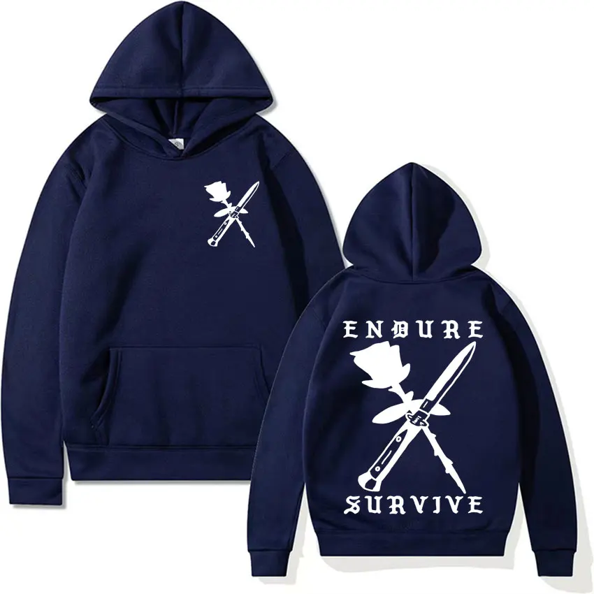 Endure Survive Rose and Switchblade Print Hoody The Last of Us Inspired Hoodie Men Women Fashion Vintage Long Sleeve Sweatshirts