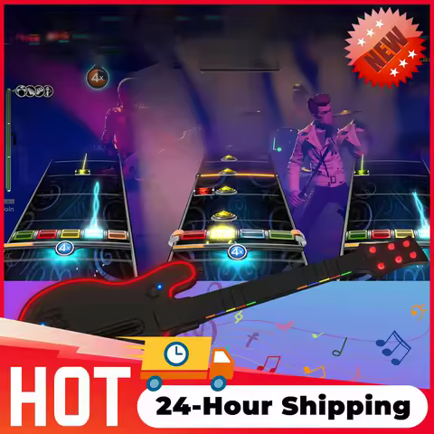 Wireless Guitar Controller 2.4G Wireless Gaming Controller with Strap &amp; Wireless Dongle Guitar Handle for PS4 PS3 PC Guitar Hero