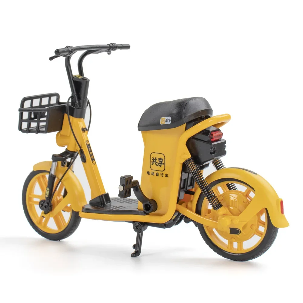 1:8 Shared Electric Bicycle Alloy Diecast Toy Share-bike Model Rubber Tyre Sound Light Bike-sharing Models Toy For Boy Kids Gift