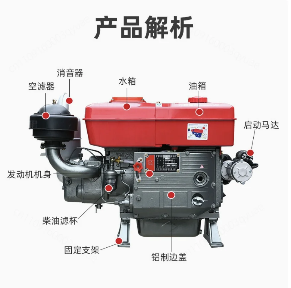 Single Cylinder Water-cooled 15 Full Horsepower Engine Small Tractor Agricultural Electric Start