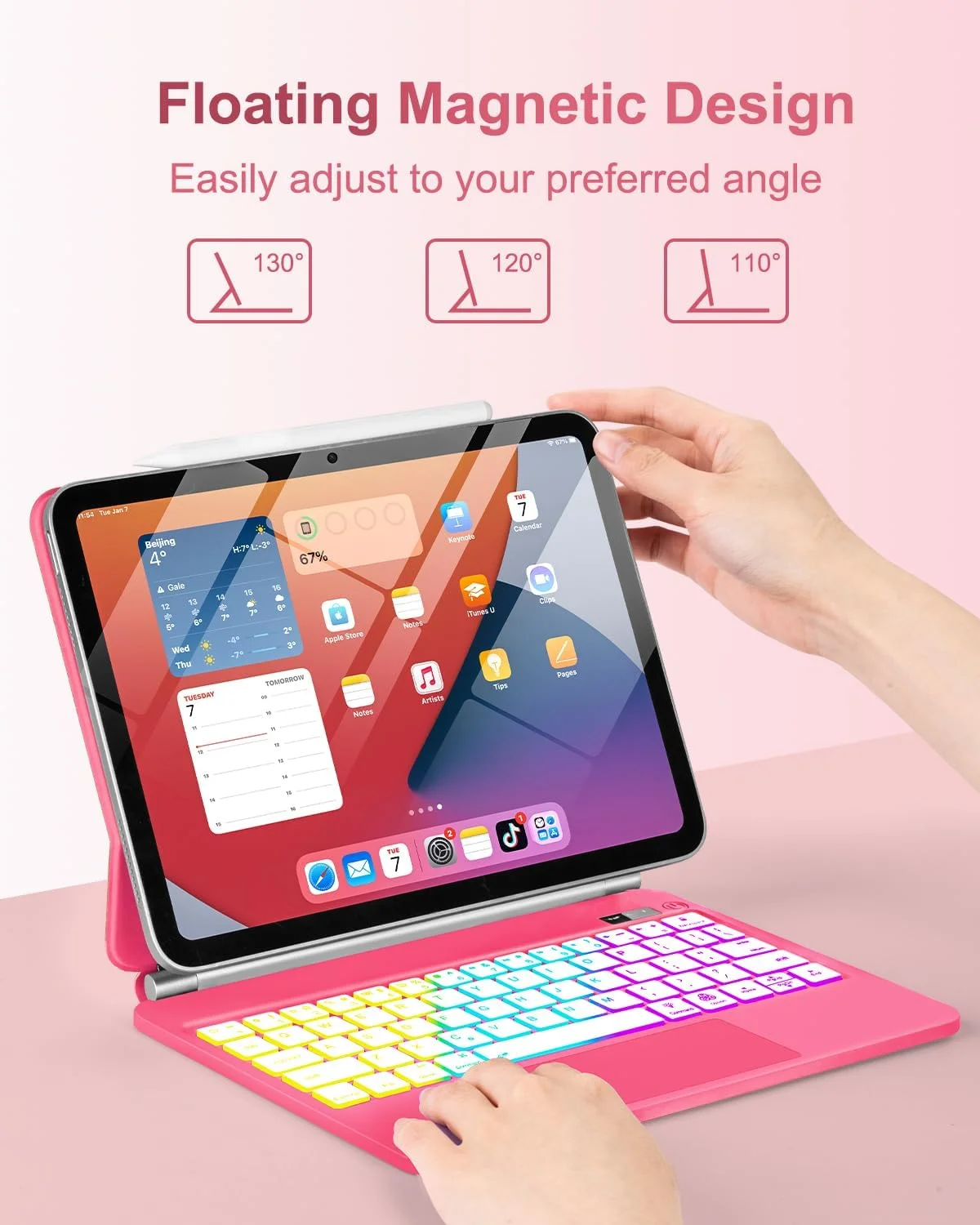 Magic Keyboard Case For iPad 11th Gen A16 11 inch A3354 A3355 A3356 10th Generation 10.9" A2696 Folio Cover Backlit Touchpad view 4