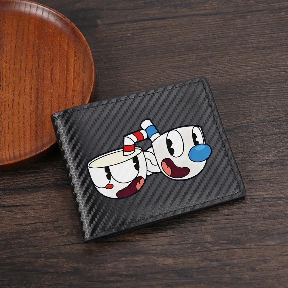 Smiling cups straws fun red blue Men's Wallets Simple Business Modern Stylish Printing Design Gifts For Father Boyfriend Christm