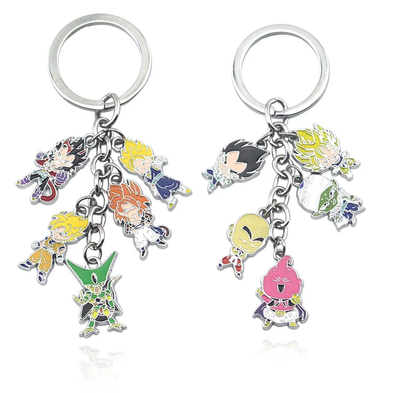 Anime Dragon Ball Figure Son Goku Piccolo Majin Buu Cell Vegeta Super Saiyan Keychain Cosplay Keyring Pendant Holder Toys Gifts