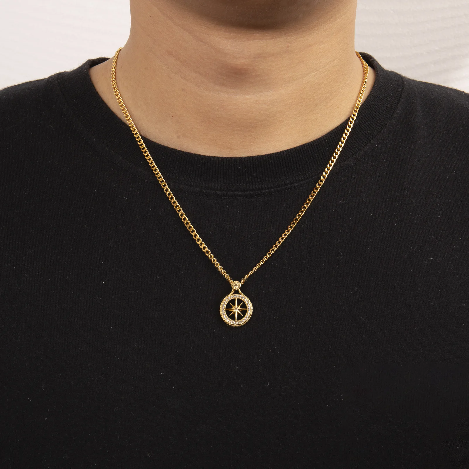 18K Gold Plated Titanium Steel Chain Compass CZ Necklaces Hiphop SKZ Jewelry STAY Pendant KPOP Merch Cubic Zirconia Necklace