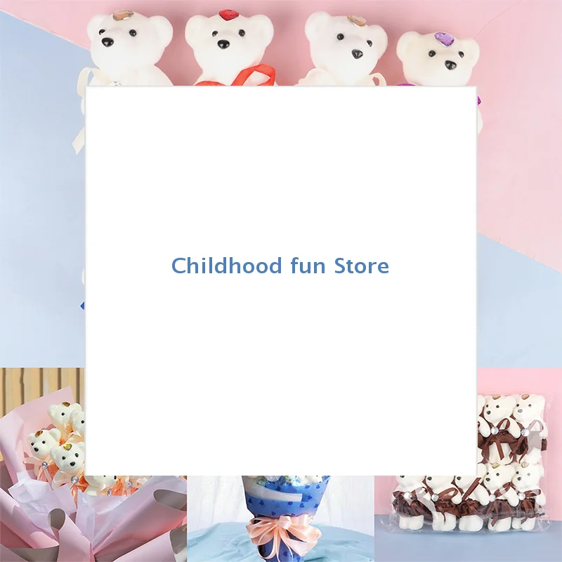 Buquê de flores de urso de 12cm, 10 peças, brinquedo, boneca de desenho animado, buquê de urso de pelúcia, formatura, aniversário, casamento, presentes, decoração de festa