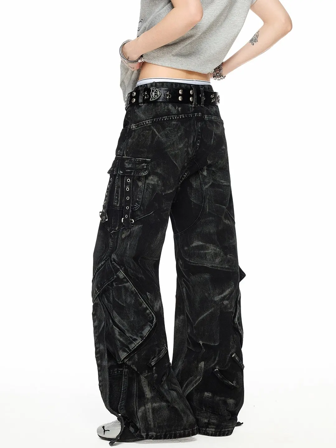 Black Jeans Women Vintage High Waisted Cargo Jeans Straight 2025 Summer Casual Loose Big Size Wide Leg Denim Baggy Pants Y2K