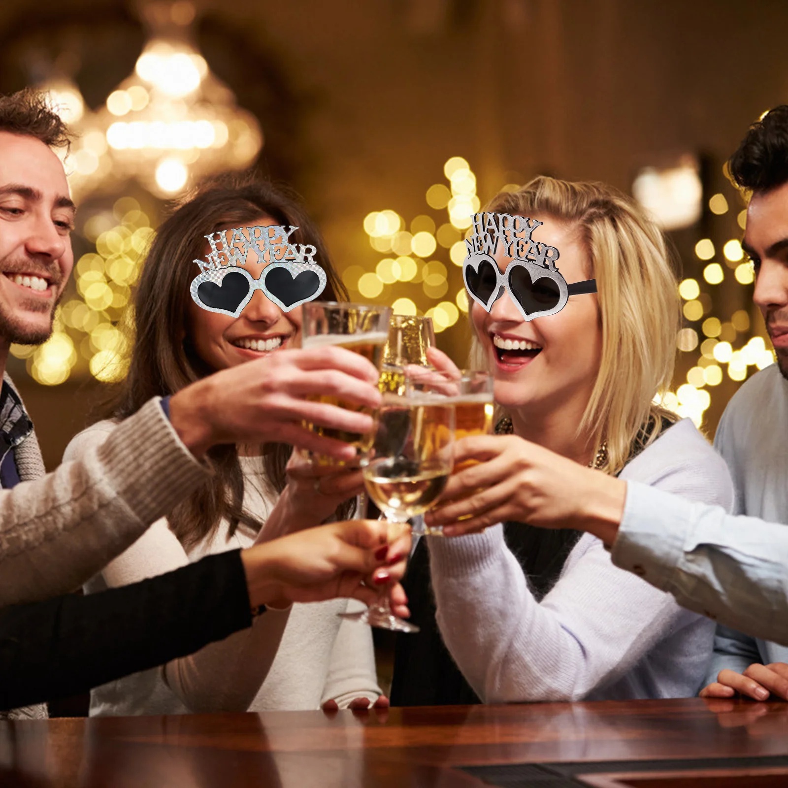 3 قطع من النظارات الجوية على شكل قلب، إطار نظارات مضحك، نظارات السنة الجديدة