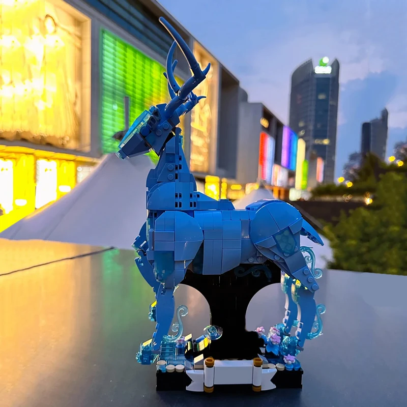 الإبداعية الأفلام المثالية 2in1 Expecto Patronum اللبنات ماجيك باترونوم الغزلان الذئب نموذج تجميع الطوب لعبة هدية للطفل الكبار