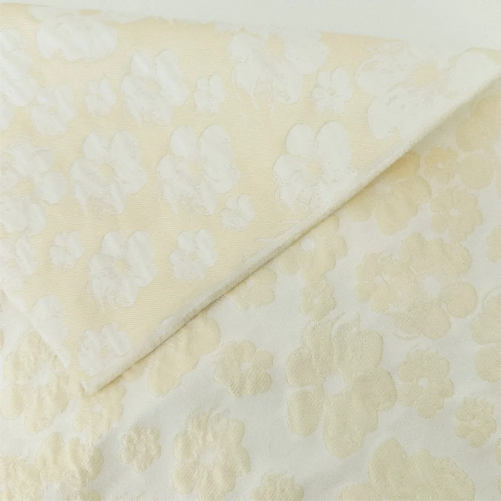 

Milk White Jacquard Fabric Flower Skirt Clothing Fabricsfor Handmade Diy Sewing Sand Release Tablecloth Cloth Material
