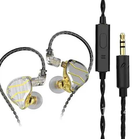 QKZ ZXN ZS10 Pro Gold Earphones HIFI Bass Earbuds In Ear Monitor Headphones Noise Cancelling Metal Headset