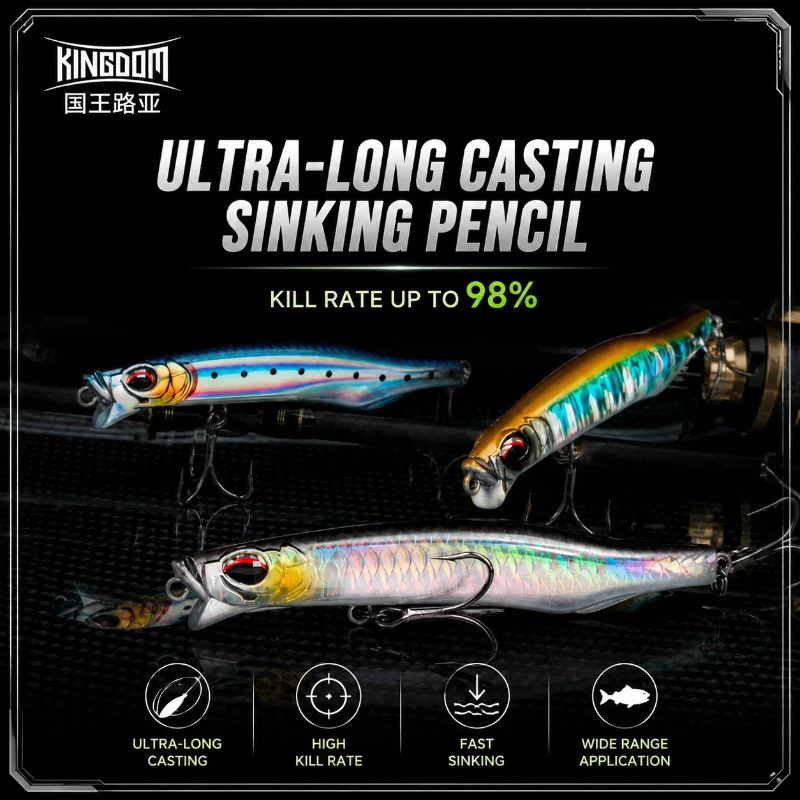 

Kingdom Sinking ABS Fishing Lures 8-25g 3Pcs Exquisite Painting Natural Swim Action with Treble Hooks