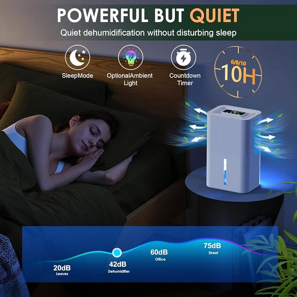 مزيل الرطوبة المحمول 91 أونصة خزان 900 قدم مربع للمنزل عملية هادئة إيقاف تلقائي للتحكم في الرطوبة الداخلية
