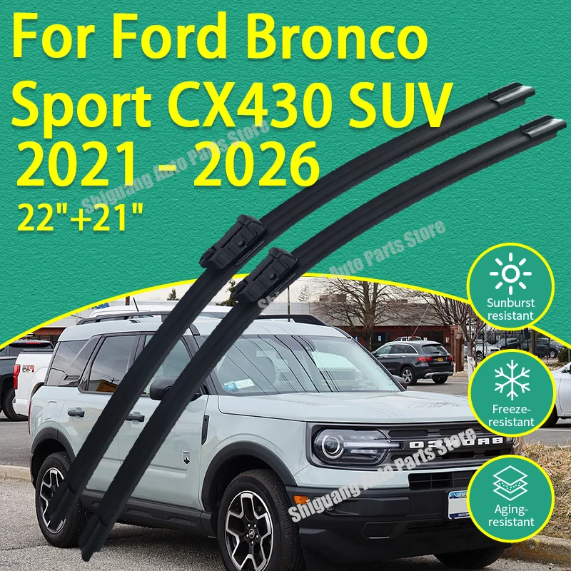 

Front Silicone Coating Wipers for Ford Bronco Sport CX430 SUV 2021 - 2026 Car Wiper Windshield Windscreen Blades Accessories