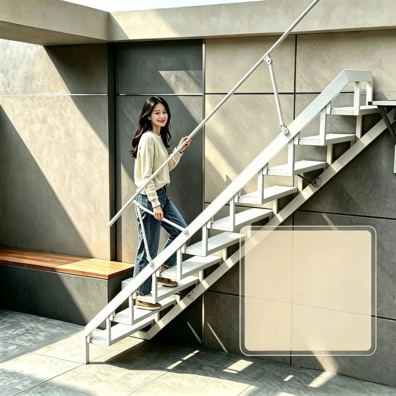 the wall New type of household wall hanging up and down wall lifting ladder compartment hanging shrinkage indoor and outdoor