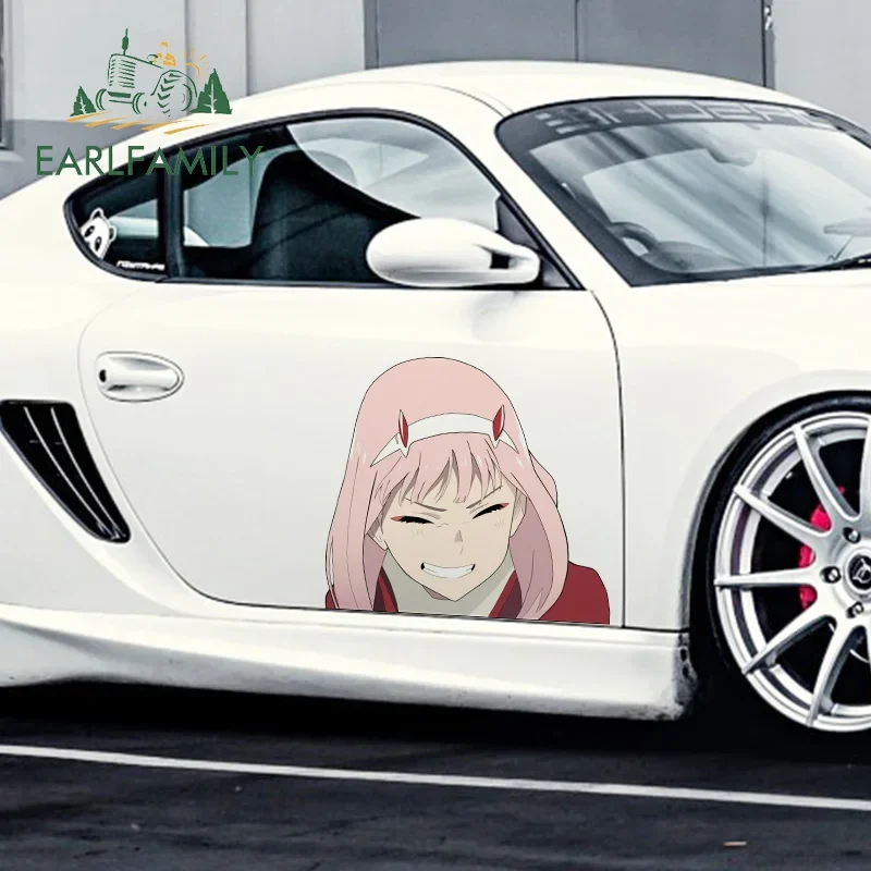 

EARLFAMILY 43cm X 38.7cm Cute for Zero Two Big Car Stickers Anime Decal Windshield Camper Scratch Proof Waterproof Decals