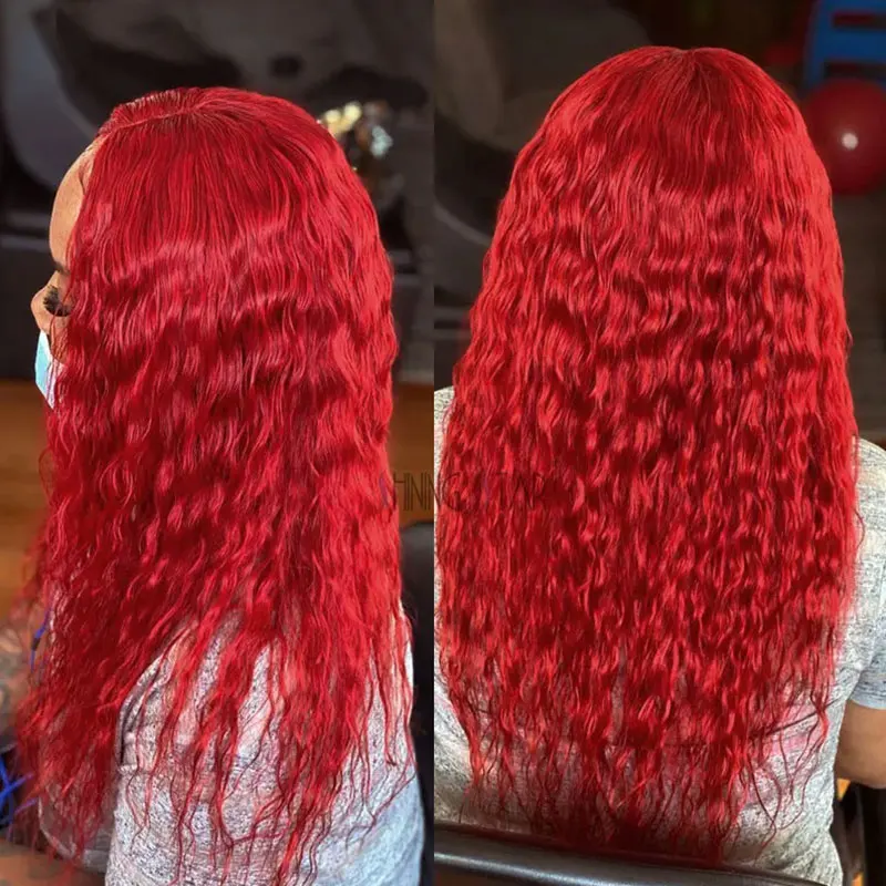 34 Zoll 13X6 HD Lace Frontal Perücken für Frauen rote Farbe tiefe Welle Frontal Perücke Körperwelle 13X4 Lace Front Echthaar Perücke lockiges Haar