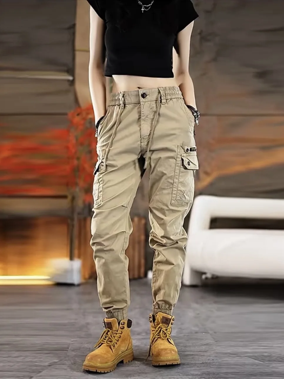 

American Sle Casual Cotton Work Pants Men's Summer Thin Multi-ket Outdoor Mountain Climbing Pants Vintage Loose Long Pants