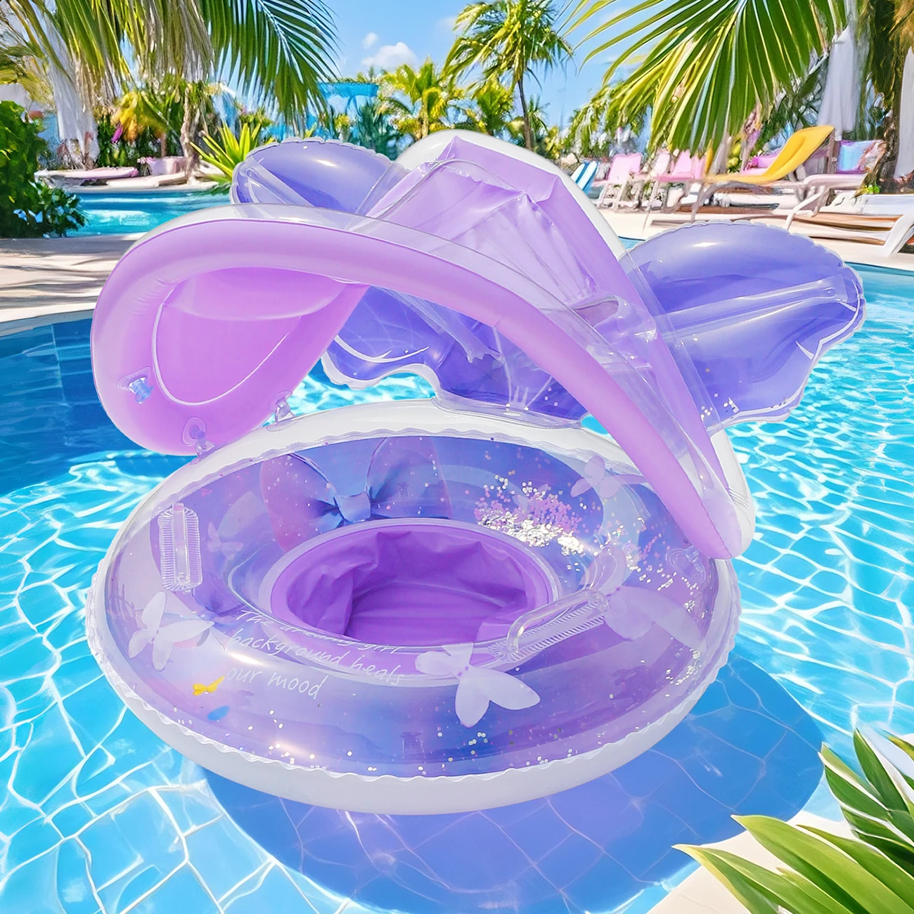 1 Stück Überdachter Schwimmring, Aufblasbarer Schwimmreifen, Schwimmzubehör, Für Sommer-Wassersport, Schwimmring, Pool-Schwimmausrüstung