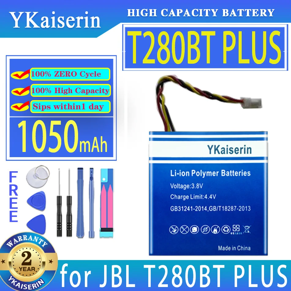 YKaiserin 1050mAh Replacement Battery for JBL T280BT PLUS