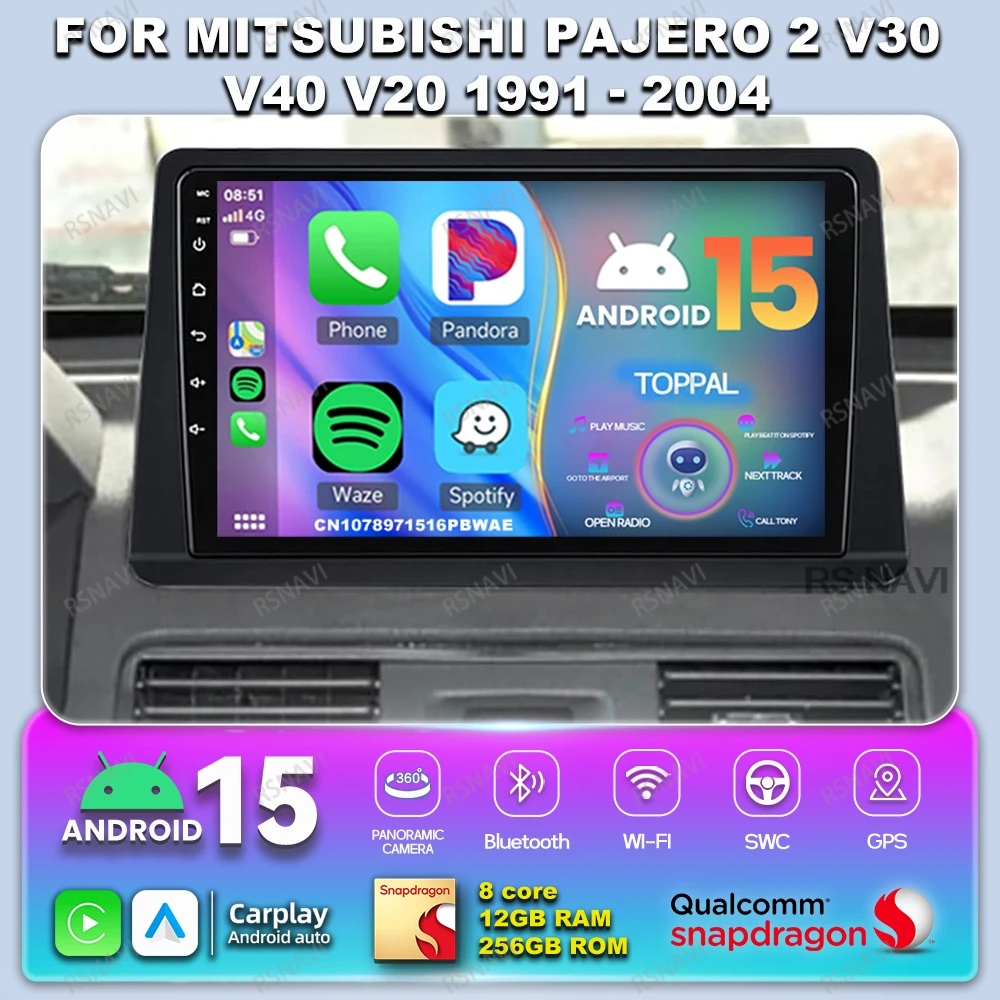 

Автомобильный радиоприемник Android 14 для Mitsubishi Pajero 2 V30 V40 V20 1991-2004 Qualcomm Snapdragon Systems без 2DIN Viedo Player 5G WIFI BT