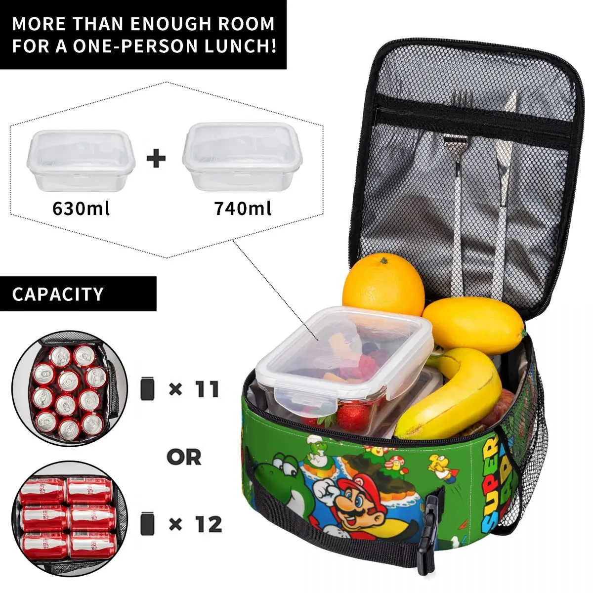 Super M-Marios World Planet Insulated Lunch Bags Thermal Bag  Meal Container High Capacity Tote Lunch Box Food Bag School Picnic