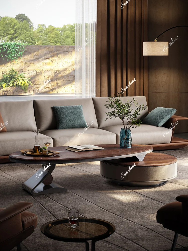 Solid wood villa living room home light luxury creative leaf coffee table simple and modern